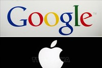 Biểu tượng Google và Apple. Ảnh: AFP/TTXVN