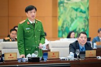 Thượng tướng Nguyễn Duy Ngọc, Thứ trưởng Bộ Công an giải trình tại phiên họp. 