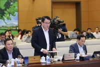 Thứ trưởng Bộ Kế hoạch và Đầu tư Trần Quốc Phương trình bày tờ trình - Ảnh Duy Linh.