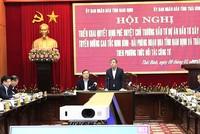 Ông Ngô Đông Hải, Ủy viên Trung ương Đảng, Bí thư Tỉnh ủy Thái Bình phát biểu tại hội nghị.