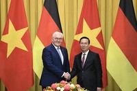 Chủ tịch nước Võ Văn Thưởng đón và hội đàm với Tổng thống Đức Frank-Walter Steinmeier. (Ảnh: Đức Thanh)