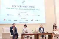 Các diễn giả chia sẻ thông tin tại hội thảo Khởi động Cuộc bình chọn Doanh nghiệp niêm yết 2024 