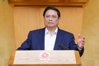 Thủ tướng Phạm Minh Chính chủ trì phiên họp Chính phủ thường kỳ tháng 4/2024. (Ảnh: VGP)