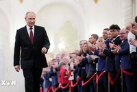 Ông Vladimir Putin tại lễ nhậm chức Tổng thống Liên bang Nga nhiệm kỳ thứ 5 ở Moskva, ngày 7/5. (Ảnh: AFP/TTXVN)