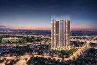 Phối cảnh dự án A&T Sky Garden về đêm – Căn hộ khu vườn trên mây cửa ngõ Bắc Sài Gòn. Ảnh do CĐT cung cấp.