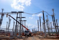 Thi công Trạm biến áp 500 kV Thanh Hóa ở xã Thiệu Phúc, huyện Thiệu Hóa - Ảnh: VGP