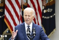 Tổng thống Mỹ Joe Biden phát biểu tại Nhà Trắng ở Washington DC., ngày 14/5/2024. (Ảnh: Kyodo/TTXVN)