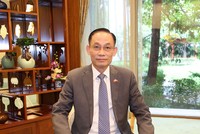 Bí thư Trung ương Đảng, Trưởng Ban Đối ngoại Trung ương Lê Hoài Trung trả lời phỏng vấn về chuyến thăm cấp nhà nước đến Trung Quốc của Tổng Bí thư, Chủ tịch nước Tô Lâm. Ảnh: BNG