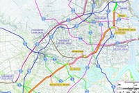 Bản đồ hướng tuyến trục giao thông đô thị TP.HCM - Long An - Tiền Giang.