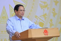 Thủ tướng Chính phủ Phạm Minh Chính chủ trì Hội nghị Thường trực Chính phủ với các ngân hàng thương mại cổ phần về các giải pháp góp phần phát triển kinh tế - xã hội đất nước. Ảnh: Nhật Bắc