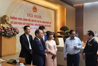 Thủ tướng Chính phủ Phạm Minh Chính và các lãnh đạo doanh nghiệp tại Hội nghị.