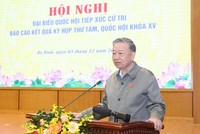 Tổng Bí thư Tô Lâm phát biểu tại cuộc tiếp xúc cử tri - Ảnh Như Ý .