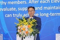 Ông Nguyễn Hải Đức, Chủ tịch Hiệp hội Thang máy Việt Nam phát biểu tại Lễ khai mạc Triển lãm Vietnam Expo 2024