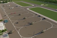 Minh họa phối cảnh bãi đỗ và đường băng sân bay Gia Bình. Ảnh: Sun Group.