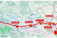 Hướng tuyến đường sắt Lào Cai - Hà Nội - Hải Phòng.