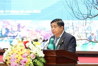 Bộ trưởng Bộ Kế hoạch và Đầu tư Nguyễn Chí Dũng phát biểu tại Hội nghị lần thứ 5 Hội đồng điều phối vùng Đồng bằng sông Hồng. Ảnh: MPI