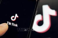 Biểu tượng ứng dụng TikTok trên màn hình điện thoại di động. Ảnh: Kyodo/TTXVN
