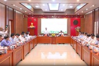 Đoàn kiểm tra số 1922 của Bộ Chính trị làm việc với Ban Thường vụ Tỉnh ủy Khánh Hòa. Ảnh: G.T 