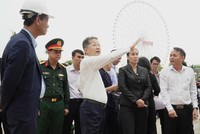 Bí thư Đà Nẵng, ông Nguyễn Văn Quảng kiểm tra tiến độ chuẩn bị tổ chức lễ kỷ niệm 50 năm ngày Giải phóng thành phố Đà Nẵng tại Cung thể thao Tiên Sơn.