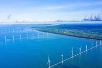 Dự án Điện gió Đông Hải 1 - Trà Vinh tại xã Đông Hải, huyện Duyên Hải, tỉnh Trà Vinh do Trungnam Trà Vinh 1 WP làm chủ đầu tư. Ảnh: TrungNam Group