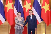 Chủ tịch Quốc hội Trần Thanh Mẫn và Thủ tướng Thái Lan Paetongtarn Shinawatra. Ảnh: Đức Thanh 