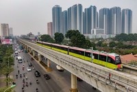 Các đoàn tàu thuộc Dự án đường sắt đô thị số 3, đoạn Nhổn - ga Hà Nội. 