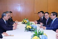 Thủ tướng Chính phủ Phạm Minh Chính đã có cuộc hội đàm với Thủ tướng Quốc vụ viện Trung Quốc Lý Cường trong khuôn khổ Hội nghị cấp cao ASEAN lần thứ 46. Ảnh: Nhật Bắc 