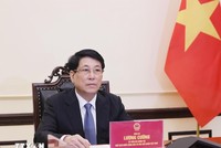 Chủ tịch nước Lương Cường điện đàm với Tổng thống Hàn Quốc Lee Jae Myung. Ảnh: TTXVN 