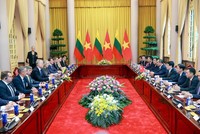 Chủ tịch nước Lương Cường hội đàm với Tổng thống Lithuania Gitanas Nauseda. Ảnh: Đức Thanh 