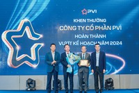 Lãnh đạo Petrovietnam tặng hoa và Bằng khen "Hoàn thành vượt kế hoạch năm 2024" cho lãnh đạo PVI