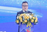 Ông Lê Quốc Minh, Ủy viên Trung ương Đảng, Phó Trưởng Ban Tuyên giáo và Dân vận Trung ương, Chủ tịch Hội Nhà báo Việt Nam, Tổng Biên tập báo Nhân Dân phát biểu tại Lễ trao Giải Báo chí Quốc gia lần thứ XIX 