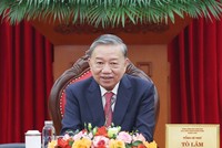 Tổng Bí thư Tô Lâm điện đàm với Tổng thống Hoa Kỳ Donald Trump. Ảnh: TTXVN 