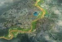 Phối cảnh minh họa tổng thể phân khu đô thị sông Hồng. Ảnh: VQH XD Hà Nội