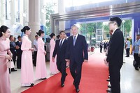 Tổng Bí thư Tô Lâm tới dự Lễ kỷ niệm 80 năm Ngày Truyền thống ngành Tài chính. Ảnh: Đức Thanh 