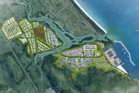 Phối cảnh tổng thể KCN Hòa Tâm và cảng Bãi Gốc.