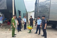 Các lực lượng phối hợp xử lý vi phạm trên địa bàn Quảng Ninh. Ảnh: Đỗ Quang.