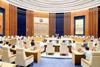 Các đại biểu tham dự phiên họp tại điểm cầu Trung tâm Hội nghị - Biểu diễn Thành phố Hải Phòng