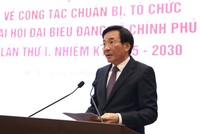 Bộ trưởng, Chủ nhiệm Văn phòng Chính phủ Trần Văn Sơn, Người phát ngôn của Chính phủ, thông báo những nội dung chủ yếu về công tác chuẩn bị, tổ chức Đại hội. Ảnh: VGP.