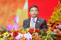 Bí thư Đảng ủy, Bộ trưởng Bộ Tài chính Nguyễn Văn Thắng trình bày tham luận tại Đại hội Đại biểu Đảng bộ Chính phủ lần thứ I, nhiệm kỳ 2025 - 2030.