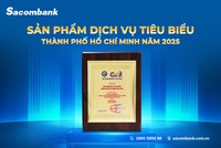 Sacombank (STB) lần thứ 3 được vinh danh “sản phẩm - dịch vụ tiêu biểu TP.HCM”