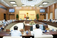 Ủy ban Thường vụ Quốc hội trong phiên họp sáng nay. 