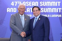 Thủ tướng Chính phủ Phạm Minh Chính có cuộc gặp với Chủ tịch Hội đồng châu Âu Antonio Costa - Ảnh: VGP/Nhật Bắc.