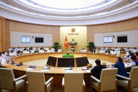 Thủ tướng Phạm Minh Chính chủ trì phiên họp Chính phủ về tình hình triển khai thực hiện các nghị quyết của Trung ương, Quốc hội về tổ chức, vận hành chính quyền địa phương 2 cấp - Ảnh: VGP