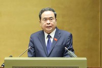 Chủ tịch Quốc hội, Chủ tịch Hội đồng bầu cử quốc gia Trần Thanh Mẫn phát biểu khai mạc mạc. Ảnh: Duy Linh 