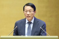  Bộ trưởng Bộ Công an Lương Tam Quang trình bày báo cáo. Ảnh: Duy Linh. 