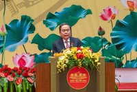 Chủ tịch Quốc hội Trần Thanh Mẫn phát biểu tại lễ kỷ niệm - Ảnh: Mediaquochoi. 