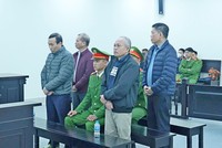 Các bị cáo tại phiên tòa sơ thẩm.