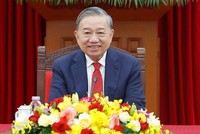 Tổng Bí thư Tô Lâm điện đàm với Bí thư thứ nhất Đảng Cộng sản Cuba, Chủ tịch nước Cộng hòa Cuba Miguel Diaz-Canel. (Ảnh: Thống Nhất/TTXVN)