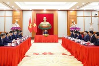 Quang cảnh cuộc điện đàm. (Ảnh: TTXVN)