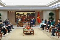 Thủ tướng Phạm Minh Chính đề nghị Đại sứ phối hợp chặt chẽ với phía Việt Nam khẩn trương thúc đẩy các nội dung quan trọng mà Tổng thống UAE đã thống nhất - Ảnh: VGP